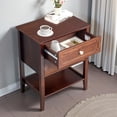 thumbnail image 3 of IVV Solid Pine Wood Nightstand with 2 Drawers & Open Shelf, Rustic Bedside Table in Brown Finish, Farmhouse Storage End Desk for Bedroom & Living Room, 3 of 8