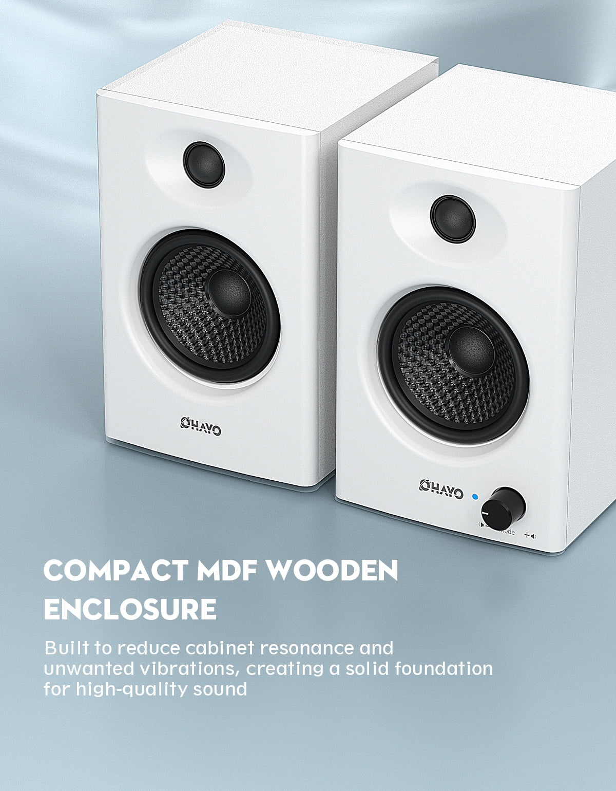 Solorage 60W Computer Speakers, Bluetooth 5.3 Gaming Music Stereo 2.0 Speakers, Surround Sound, 3.5mm Aux RCA, USB Powered, White, 1 Pair
