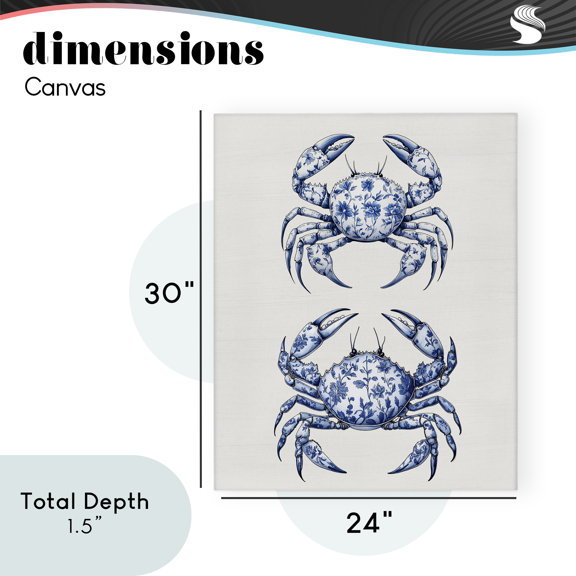 Vintage Toile Crabs Canvas Wall Art, design by Lettered and Lined
