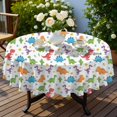 thumbnail image 4 of Dinosaur and Floral White Pattern Round Tablecloth 70"x70", Wrinkle Resistant Wipeable Table Cover for Kitchen Dining Room Picnic Patio and Party, 4 of 6