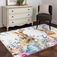 thumbnail image 5 of Bunny Easter Area Rug 4x6 Washable Rug Non Slip Spring Floral Eggs Eucalyptus Leaves Weeping Large Area Rug Indoor Floor Carpet for Entryway Bedroom Kitchen Living Room Home Office Dining Room, 5 of 7