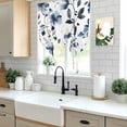 thumbnail image 6 of Spring Floral Tie Up Curtain 63 Inches Long, Dark Blue Flower Green Leaf Watercolor Farmhouse Balloon Style Kitchen Window Curtain Over Sink, Small Window Rod Pocket Curtain 46"x63", 6 of 9