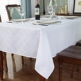 thumbnail image 7 of SASTYBALE White Tablecloth Jacquard Floral Polyester Table Cloth Spill Proof Wrinkle Resistant Table Cover for Kitchen Dining Parties Tabletop(Rectangle/Oblong,52"x 70"(4-6 Seats), 7 of 7