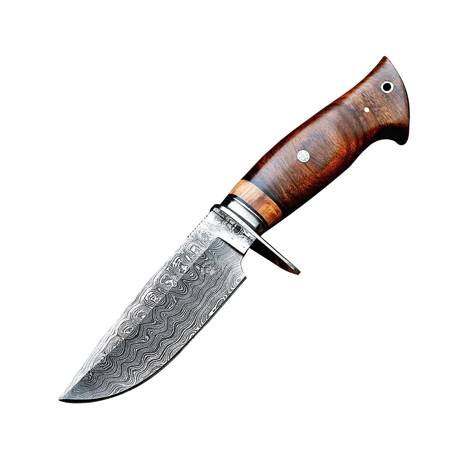 BigCat Roar Wild Tiger Damascus Buck Knife with Sheath - 4.8" Drop-Point Blade Hunting Knife