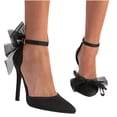thumbnail image 4 of Womens Shoes Fashion Solid Color Minimalistic Temperament Bow Pointed Fine Heels Sandals, 4 of 9