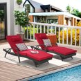 thumbnail image 6 of Tcbosik Chaise Lounge Chairs Set of 2, Outdoor Wicker Reclining Chair with Adjustable Backrest, Lounge Lawn Chair for Poolside, Beach, Backyard, Red, 6 of 7