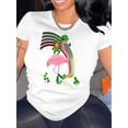 thumbnail image 1 of Creative Flamingo Pattern Print Women'S Trendy Short-Sleeve Shirt, Simple Casual Sports T-Shirt, Comfortable Summer Top for Holidays., 1 of 6