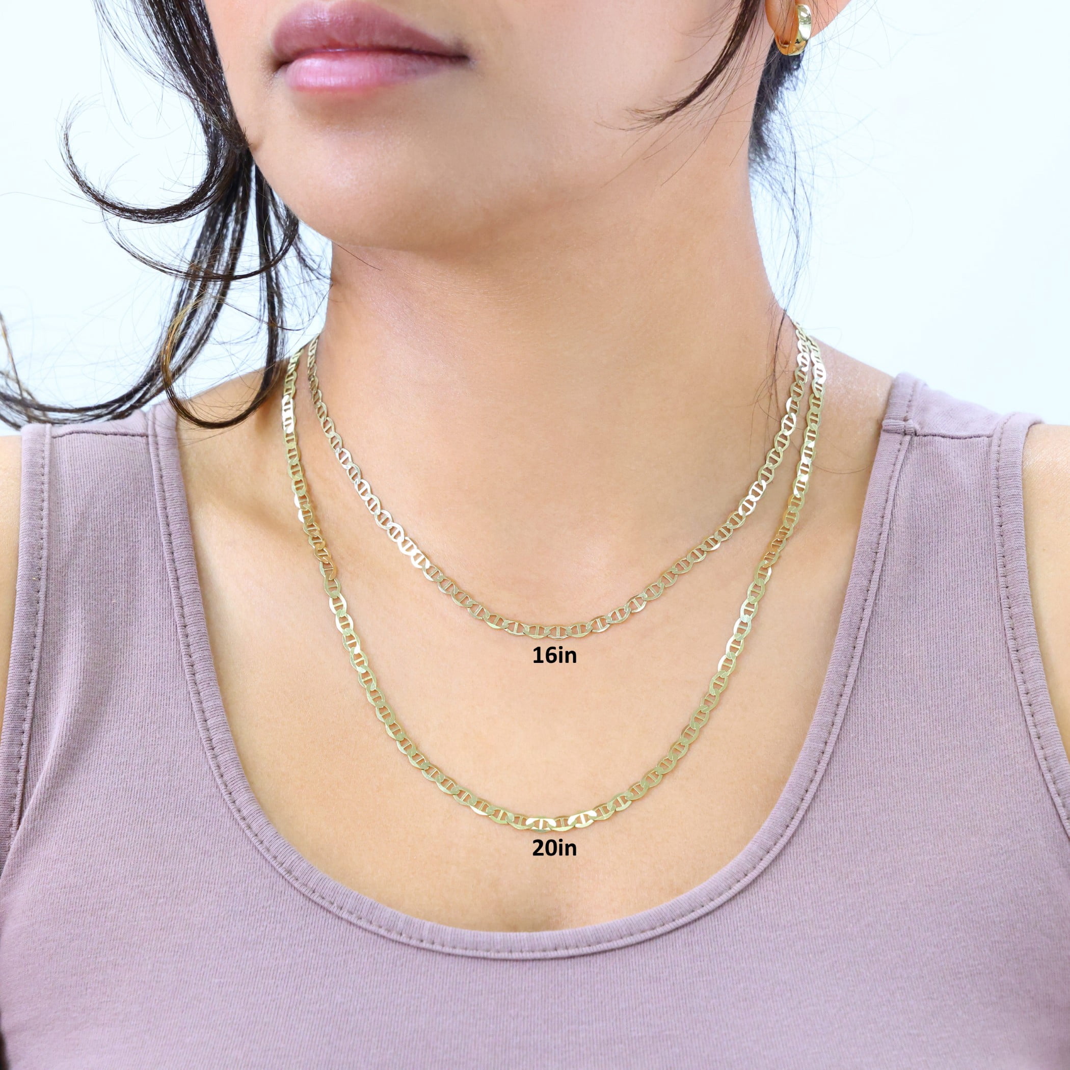 Nuragold 10k Real Yellow Gold Solid Mariner 4mm Chain Anchor Link Necklace (16"-30") Italian Jewelry for Men & Women