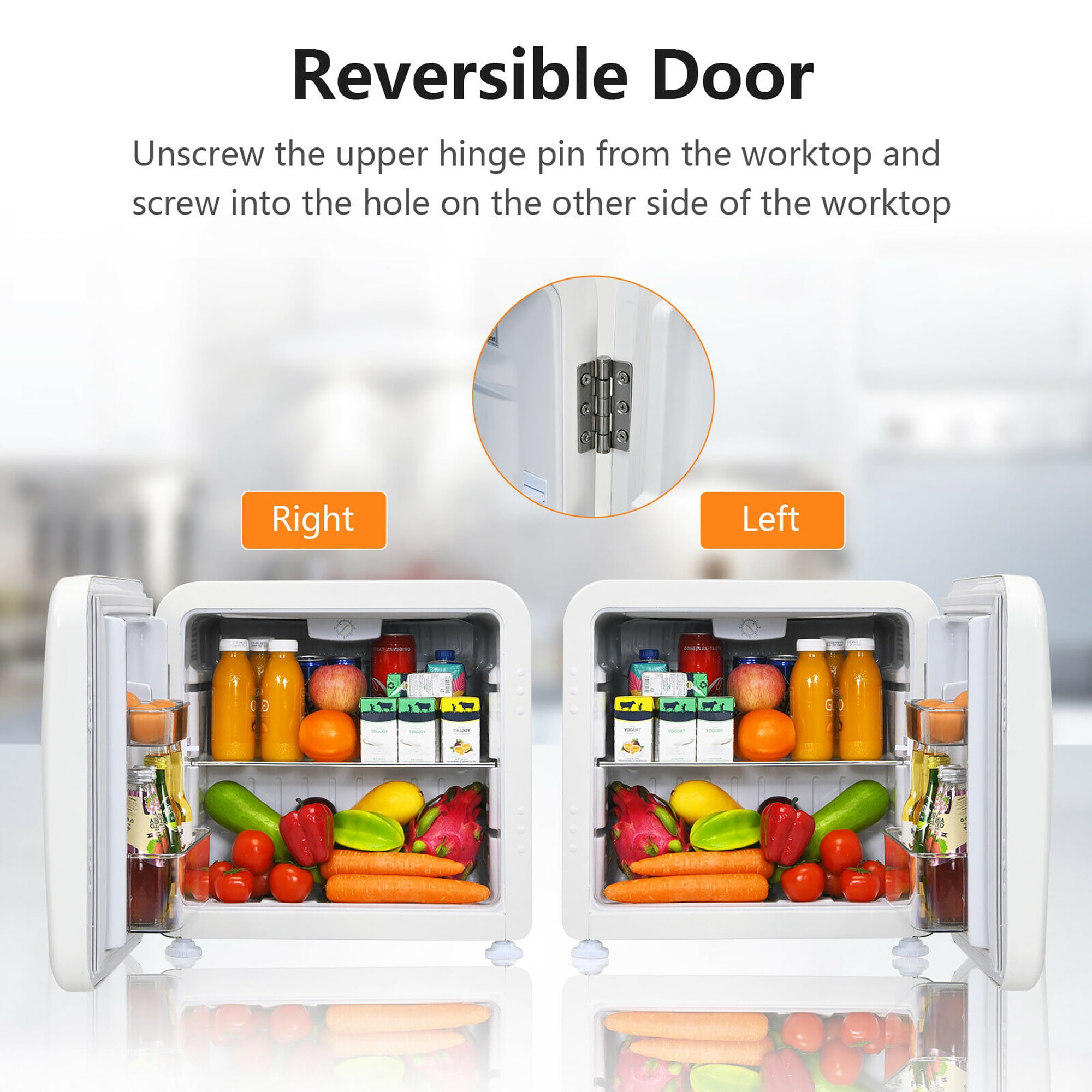 Costway 1.6 Cubic Feet Compact Refrigerator Reversible Door Mini Fridge White