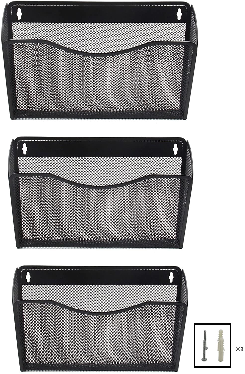 Black Hanging Wall File Organizer With 6 Pockets2 Packs Wall