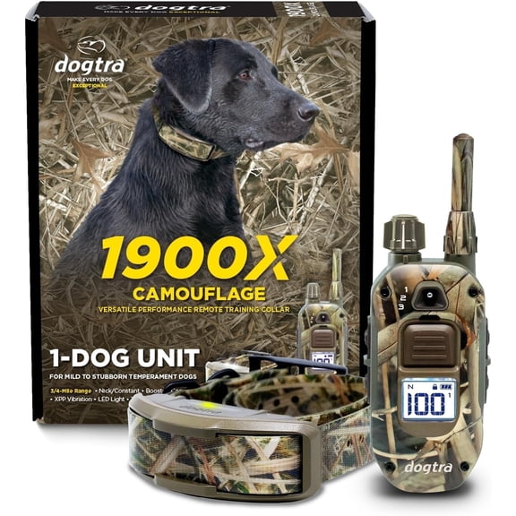 Dogtra 1900X Camouflage Remote Dog Training Collar – 3/4 Mile Range - Waterproof E-CollarAA