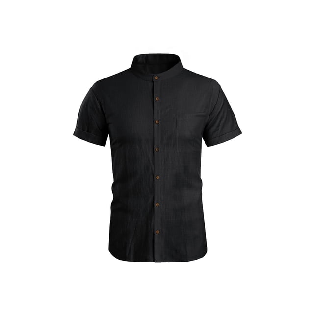 Txlixc - Camiseta informal de verano para hombre, color sólido, manga corta, cuello levantado, con botones Txlixc Casual
