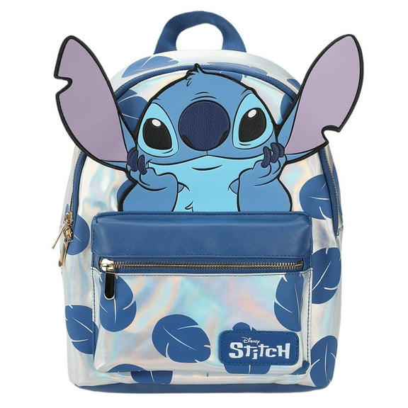 Disney Stitch Blue Leaves 12.6" White Mini Backpack