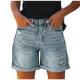 thumbnail image 2 of Jean Shorts Womens Casual Stretch Denim Jorts with Button Pockets for Summer Blue S, 2 of 3