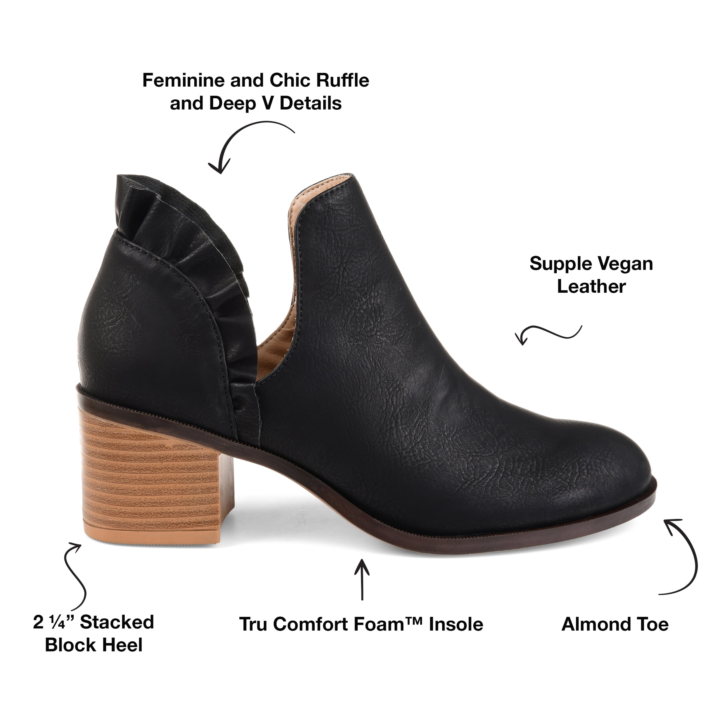 Journee Womens Lennie Slip On Stacked Heel Booties