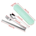thumbnail image 4 of Portable Chopsticks Spoon Fork Set Stainless Steel Student Office Set Chopsticks Cutlery with Storage Box, Smile, Green, 3Pcs, 4 of 7
