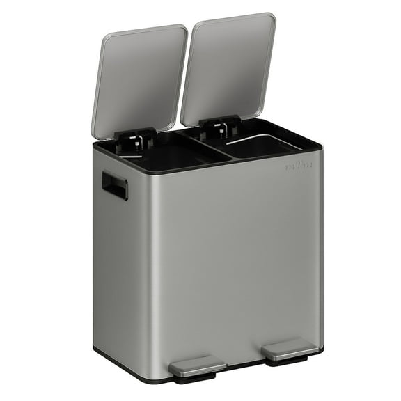 mVm 10.6 Gal Dual Trash Can, 2 Compartment Separate Garbage Can with Pedal, Modern Kitchen Office Trash Can(Gray)