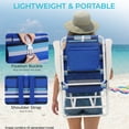 thumbnail image 6 of Pirecart Folding Tall Beach Chair, Height 17" Beach Chair W/ 5-Position Lay Flat, Headrest, Cooler Pouch, Blue and White Stripes, 6 of 11