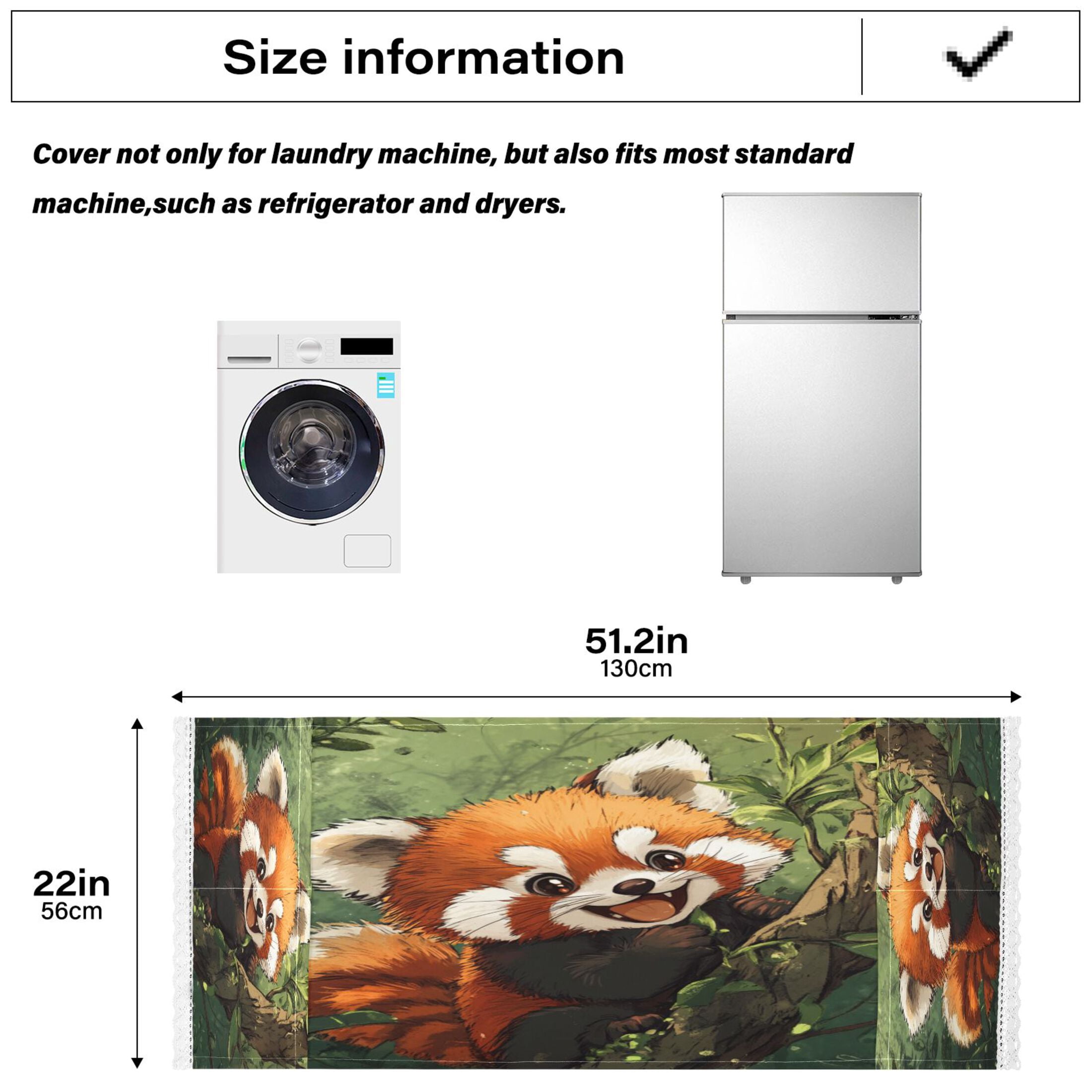 Red PandaWasher and Dryer Covers Dust-Proof and Oil Resistant Fridge Cover with 4 Storage Pockets Washing Machine Top Cover for Laundry Kitchen Home 51.2 x 22 In