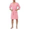 thumbnail image 1 of INSPIRE CHIC Men's Waffle Spa Robe Solid Color Sleepwear Long Sleeves Bathrobe XS Pink, 1 of 5