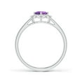 thumbnail image 2 of ANGARA Natural Round Amethyst Cocktail Ring with Floral Diamond Halo in 14K White Gold for Women (Size-5mm) | February Birthstone, Anniversary, Jewelry Gift for Women | Natural Amethyst Ring, 2 of 9