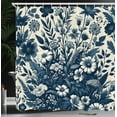 thumbnail image 3 of Ambesonne Navy Blue Shower Curtain, Monochromatic Boho Daisy, 69"Wx70"L, Dark Slate Blue Coconut, 3 of 4