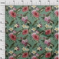 thumbnail image 2 of oneOone Viscose Jersey Dusty Teal Green Fabric Floral & Leaves Tropical Quilting Supplies Print Sewing Fabric By The Yard 60 Inch Wide, 2 of 5