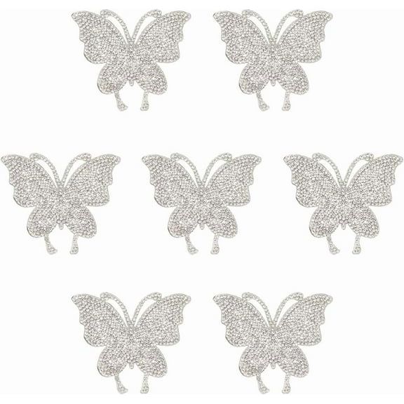 7pcs Butterfly Rhinestone Iron on Patches Fabric Stickers Sew on Patches Badge Iron on Patches Rhinestone Hotfix Applique for Hats Jeans Clothes Women Dress Shoes Pants Bags Decoration for diy
