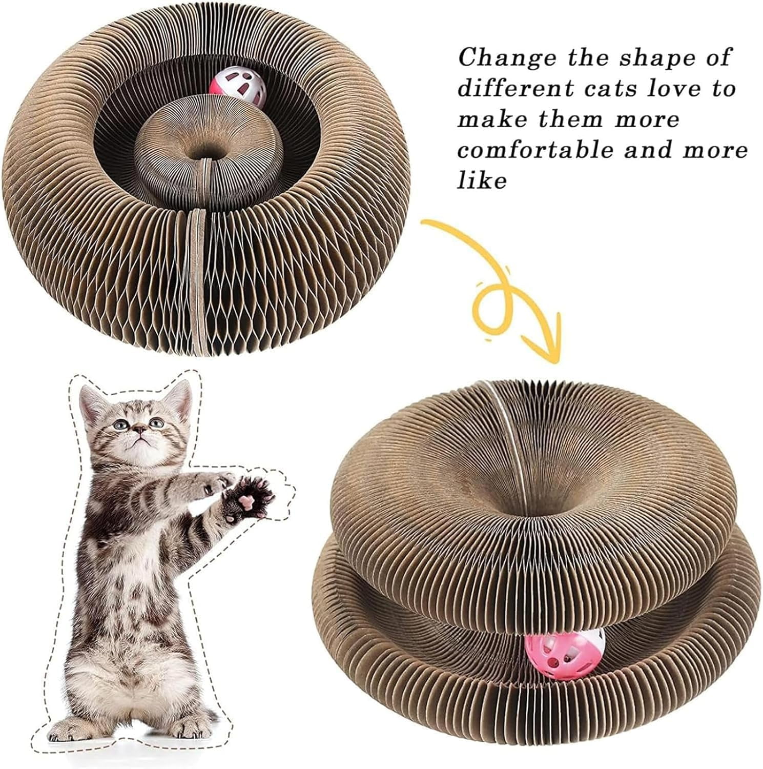 THBN Kitty Curlz, Kitty Curlz Cat Toy, Magic Organ Cat Scratching Board, Snufflepaw Accordion for Cats, Interactive Scratch Pad, Recyclable Cat Scratcher.