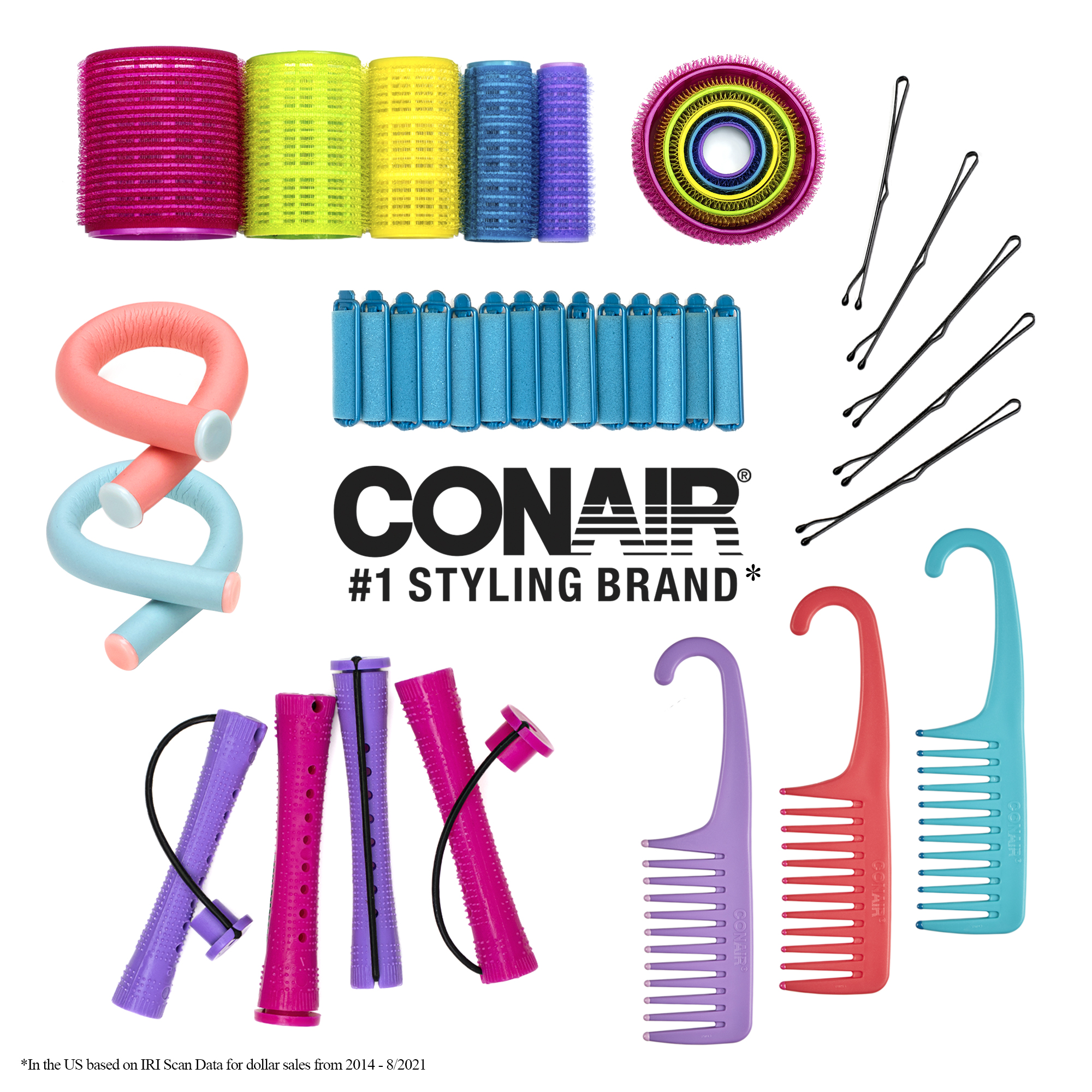 Conair Foam Sponge Self-Fastening Assorted Barrel Size Rollers in Zipper Case, Neon Colors, 48 Ct - image 3 of 4