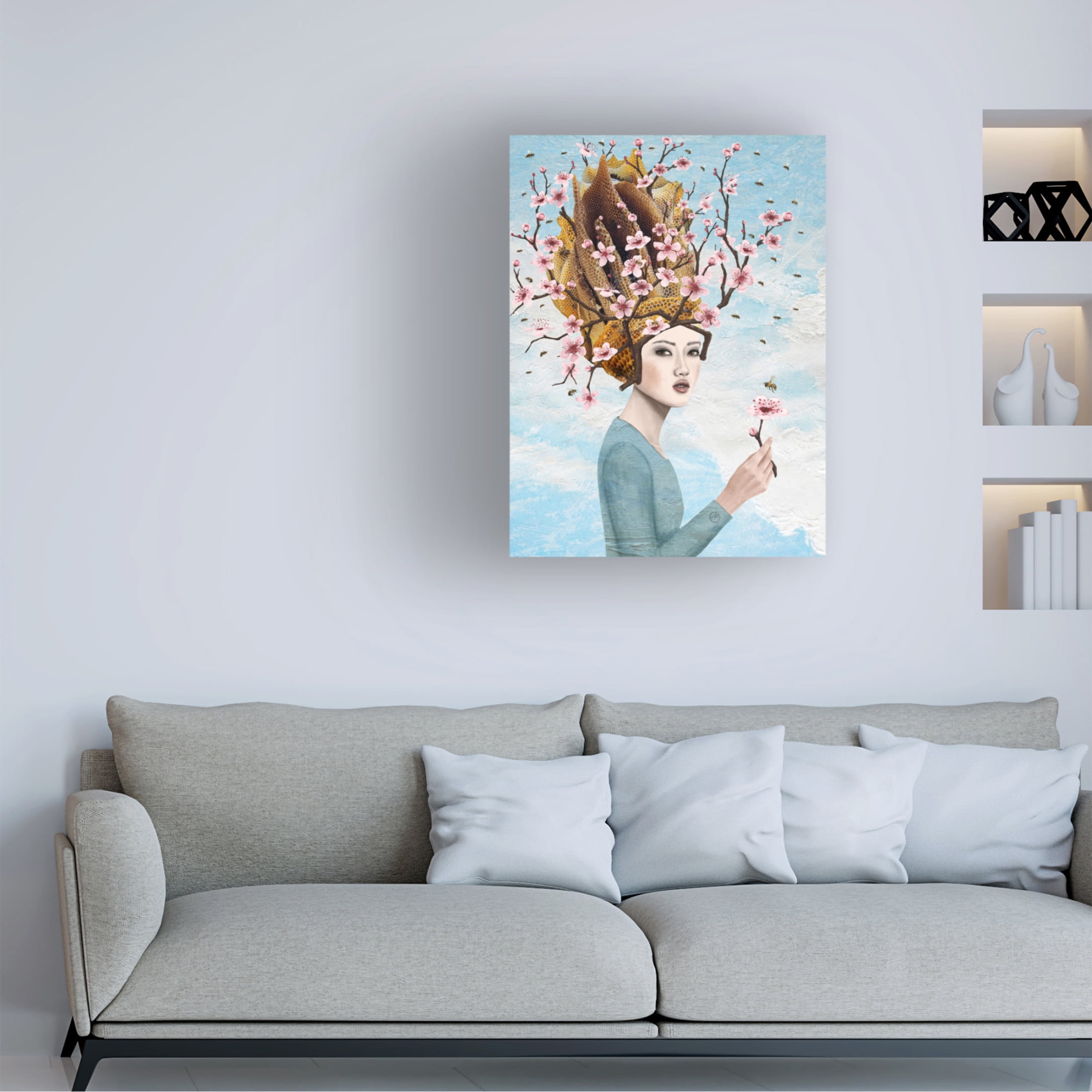 Canvas Wall Art - Paula Belle Flores 'Bee Lady' Wall Art for Living Room, Bedroom, or Office Décor by Trademark Fine Art - 24 x 32 Inches