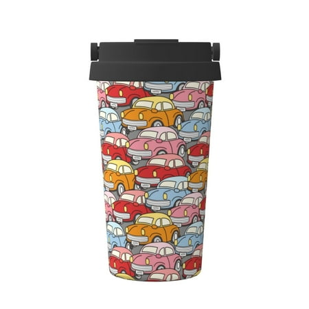 

KLL Cute Cars Pattern Stainless Steel Vacuum Insulated Tumbler - Carry Insulated Coffee Mug - Reusable Insulated Cold Brew Iced Coffee Cup Thermos