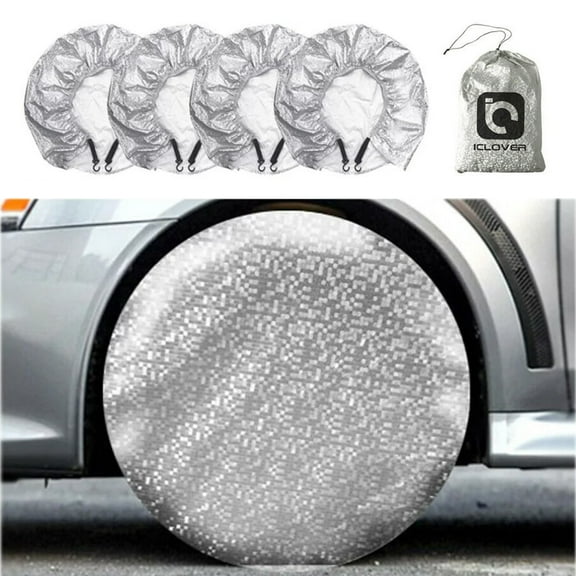 IC ICLOVER 4Pcs Car Tire Cover for Camper RV Wheel Tyre Waterproof Sun Protector Fits 27"- 29", Silver