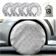 IC ICLOVER 4Pcs Car Tire Cover for Camper RV Wheel Tyre Waterproof Sun Protector Fits 27"- 29", Silver