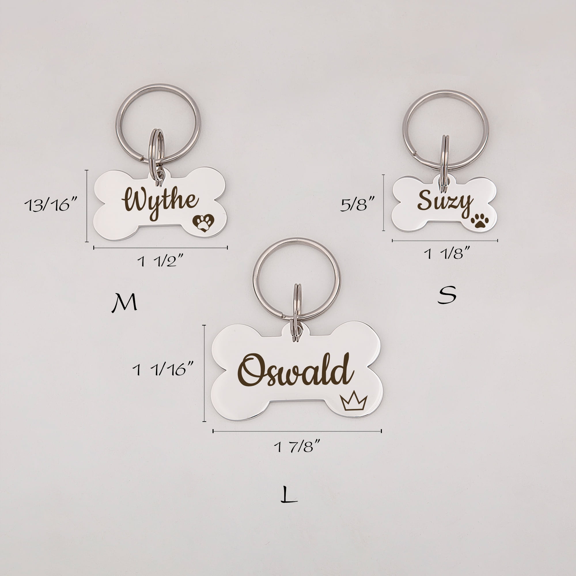 Anavia Metal & Stainless Steel Bone Name Tag with Funny Paw Icon Birthday Holiday Christmas Engraved Dog ID Tag, Gold, L