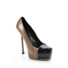 Pre-owned|Yves Saint Laurent Womens Cap Toe Platform Stiletto Pumps Brown Black Size 39 9