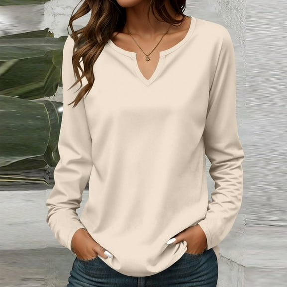Womens Summer Tops Fashion Casual Long Sleeve Solid Color Tops Shirts Blouses Tops Shirts for Women
