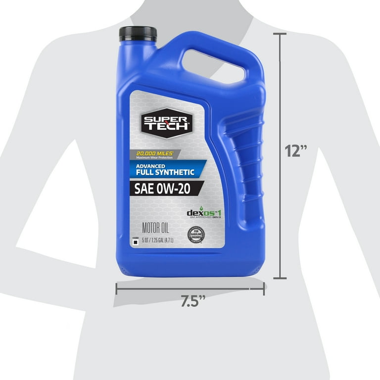 Super Tech Full Synthetic Motor Oil SAE 0W-20 5 Quarts for