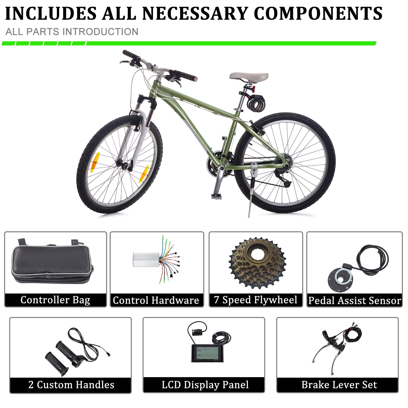 Zimtown Electric Bicycle Motor Kit 48V 1000W 26"x1.95" Rear Wheel Powerful Motor E-Bike Conversion Kit w/LCD Display Flywheel