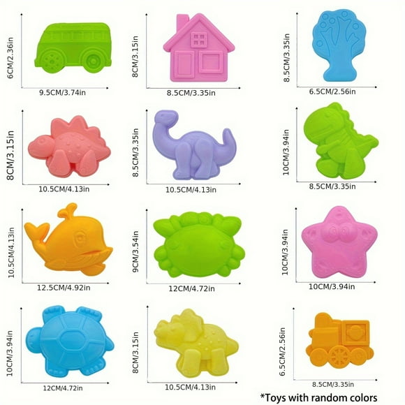 CHUANK Colorful Beach Toy Set  Sand Molds  Dinosaur  Whale  Star  Train  Crab  Turtle  And Shovel - Suitable for Ages 3-6
