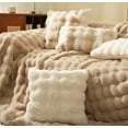 thumbnail image 4 of Fennco Styles Luxury Faux Fur Decorative Throw Pillow Cover 18" W X 18" L – Ivory Plush Fluffy Cushion Case for Couch, Bedroom, Living Room and Office Décor, 4 of 9