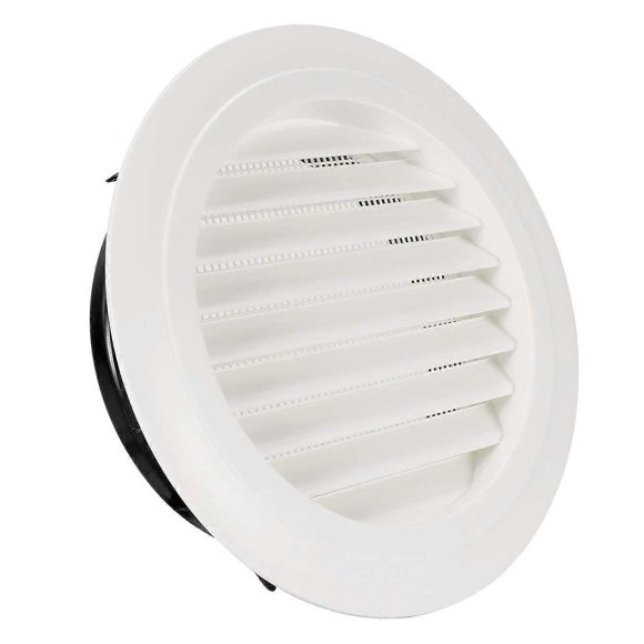 8 Inch Round Air Vent ABS Louver Grille Cover White Soffit Vent with Built-In Fly Screen Mesh for B