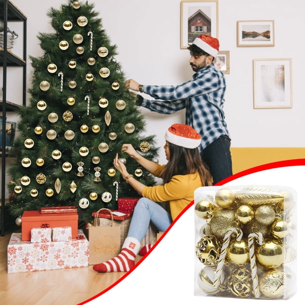 40pcs Christmas Ball Set, Christmas Tree Window Display, Shopping Mall Decoration Pendant, Holiday Ornament, Festive Home Decor, Foldable Stand, Metal Frame, for Office