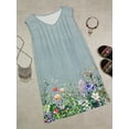 thumbnail image 2 of Nyfairy Women's Plus Size Sleeveless V Neck Bottom Printed Straight Pleated Dress, Casual Loose Summer Tunic Dress, 2 of 5