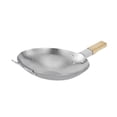 thumbnail image 4 of Partido salteador wok freidora profunda sin palanca de madera antiadherente mango de madera martillada hojuelas de acero inoxidable sartén para el hogar para el hogar 35.5 x 21 x 5.2 cm, 4 of 9