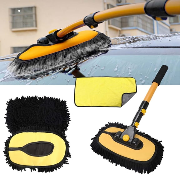 Car Wash Brush w/ Long Handle, Microfiber Towels Car Wash Kit Cleaning Supplies