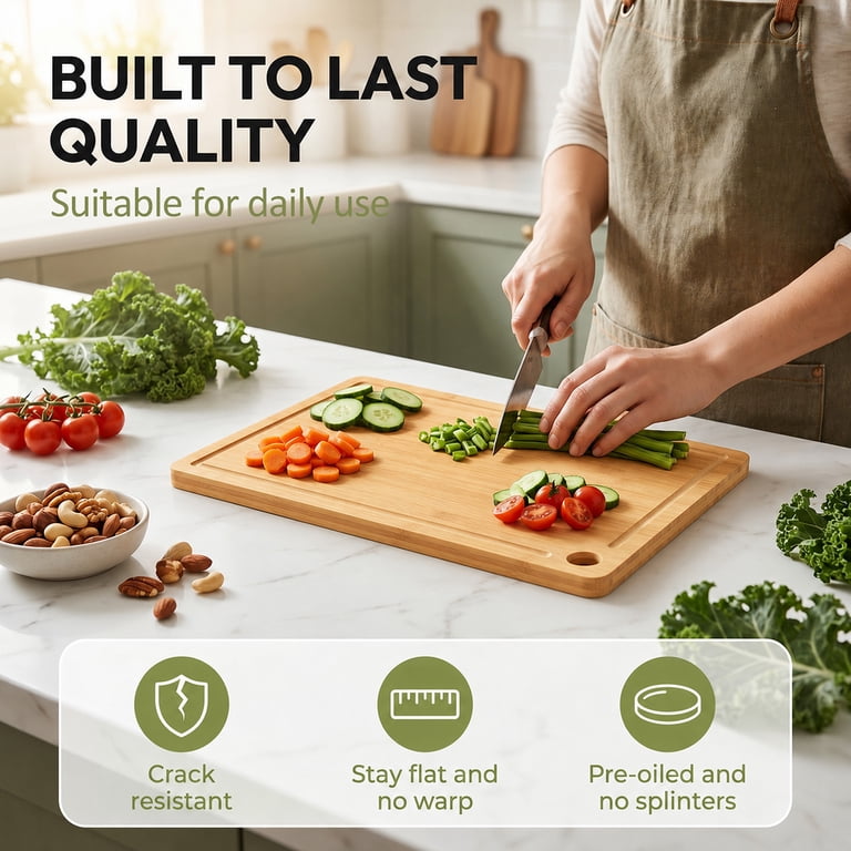 Vesteel Bamboo Cutting Board Set, 3-Piece photo 3
