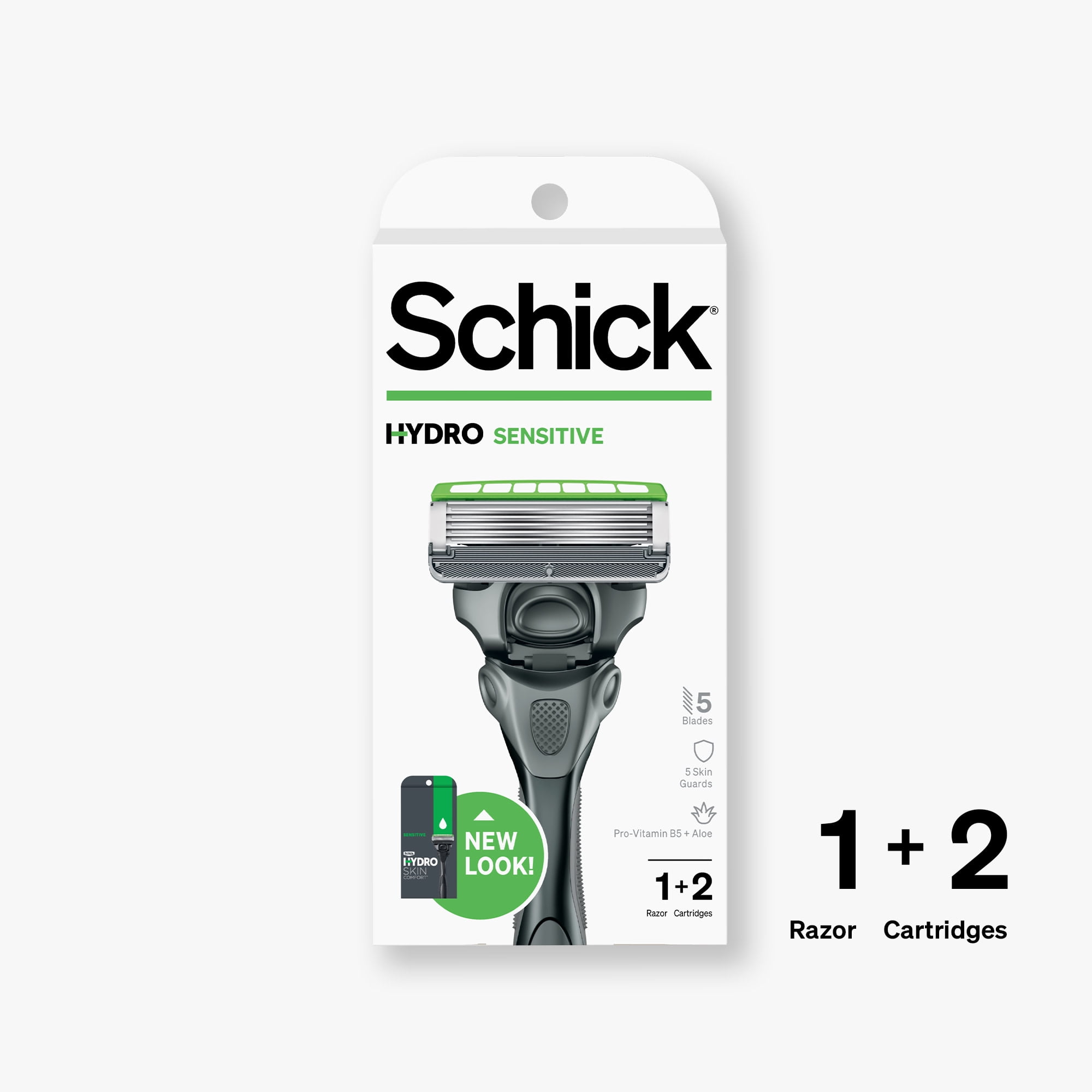 Schick Hydro 5-Blade Skin Comfort Sensitive Skin Mens Razor Handle Plus 2 Blade Cartridge Refills, Mens Razor, Designed for Maximum Comfort While Shaving