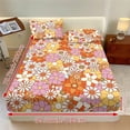 thumbnail image 3 of Xoenoiee Hippie Daisy Print 3 Piece Fitted Sheet and Pillowcase Set, Including 1 Fitted Sheet & 2 Pillowcase Set, Soft and Cooling Deep Pocket Fitted Sheet, NO Flat Sheet Included, Twin XL Size, 3 of 7