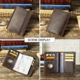 thumbnail image 5 of Contact's Leather Airtag Passport Holder RFID Blocking Travel Passport Wallet Slim Cover Case for 2 Passports with 5 Card Slots, 5 of 9